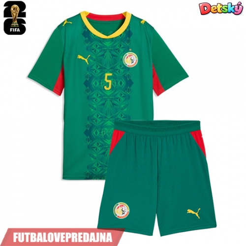 Lacne Dětský Futbalové dres Senegal Idrissa Gueye #5 MS 2026 Krátky Rukáv - Preč (+ trenírky)